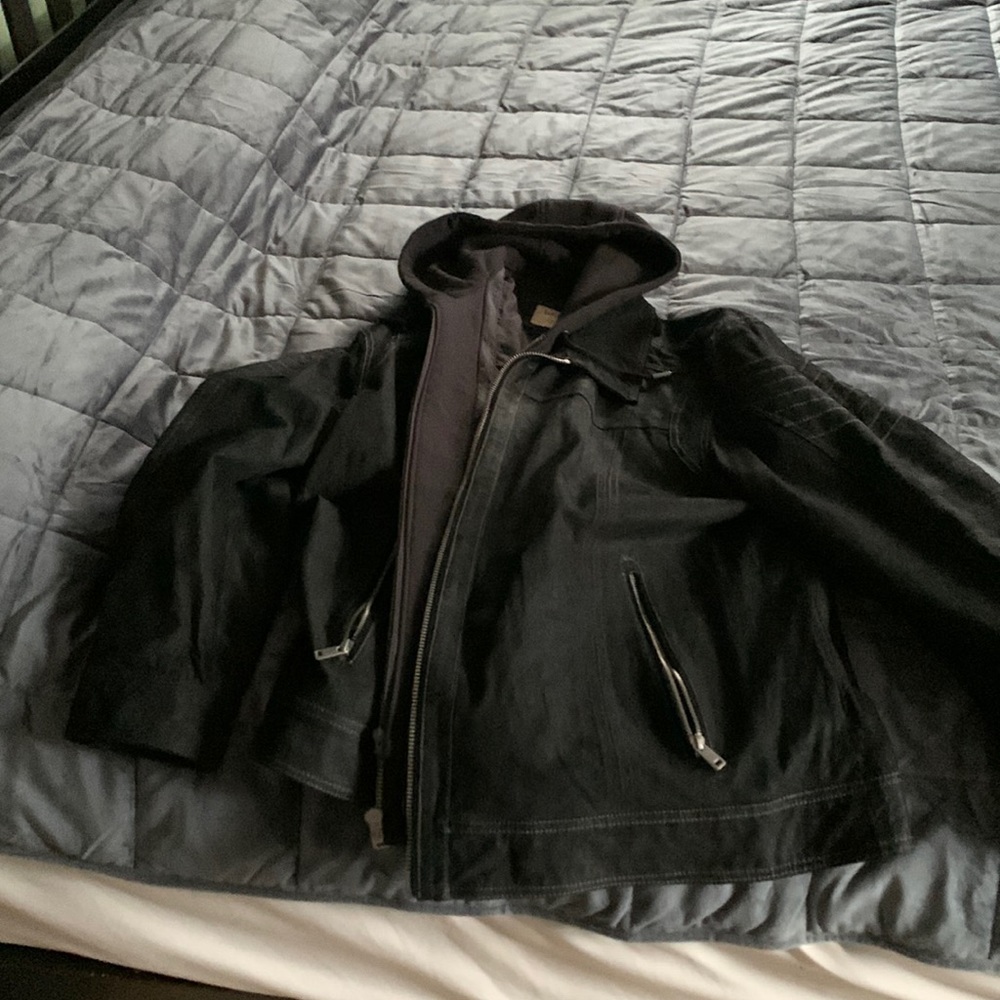 Leather Wilson’s moto jacket with hood